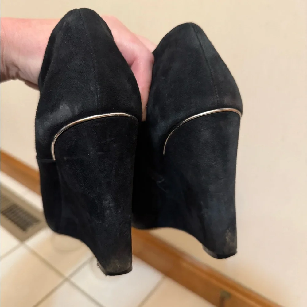Coach | Black Suede Wedge Oakdale booties size 8.5